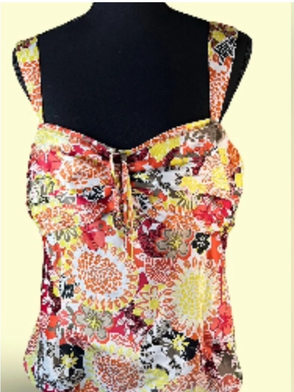 Anne Klein Floral Tank Top - Yellow, Red & Orange